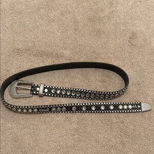 Kippys Black leather Women's Belt w/ Swarovski crystals